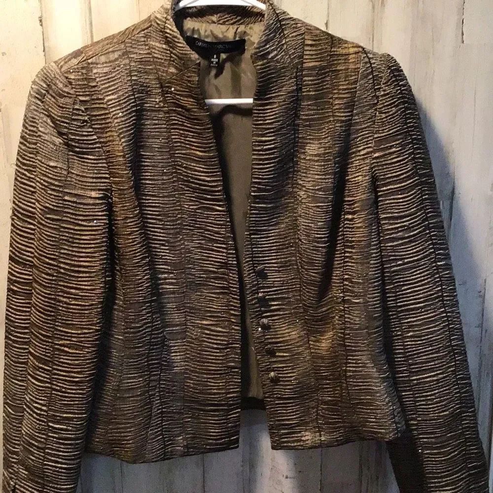 Blazer by Carmen Marc Valvo Goldish brown Sequin embellishments ￼ Size 8